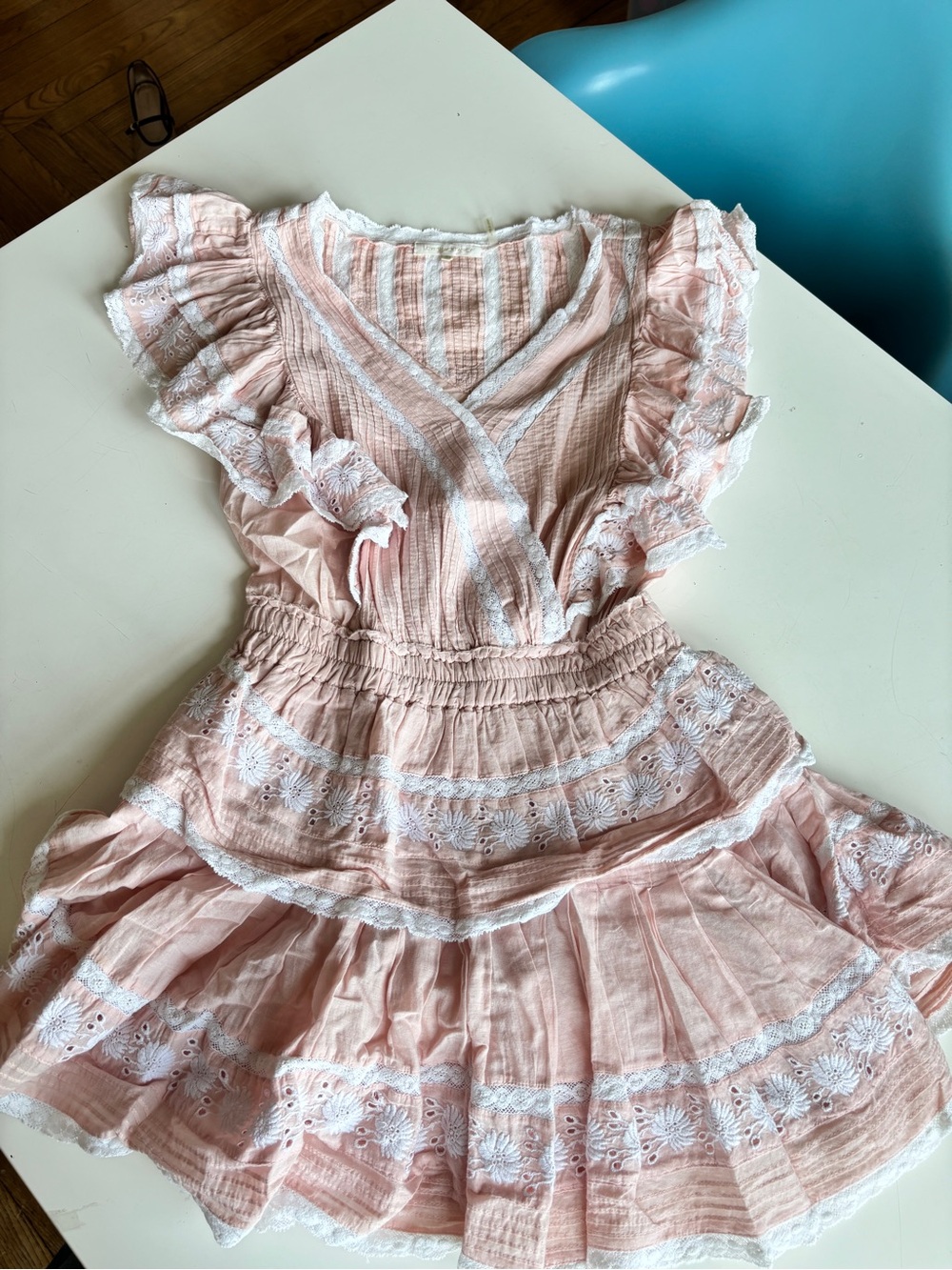LoveShackFancy Gwen Dress in Pearly Pale Pink